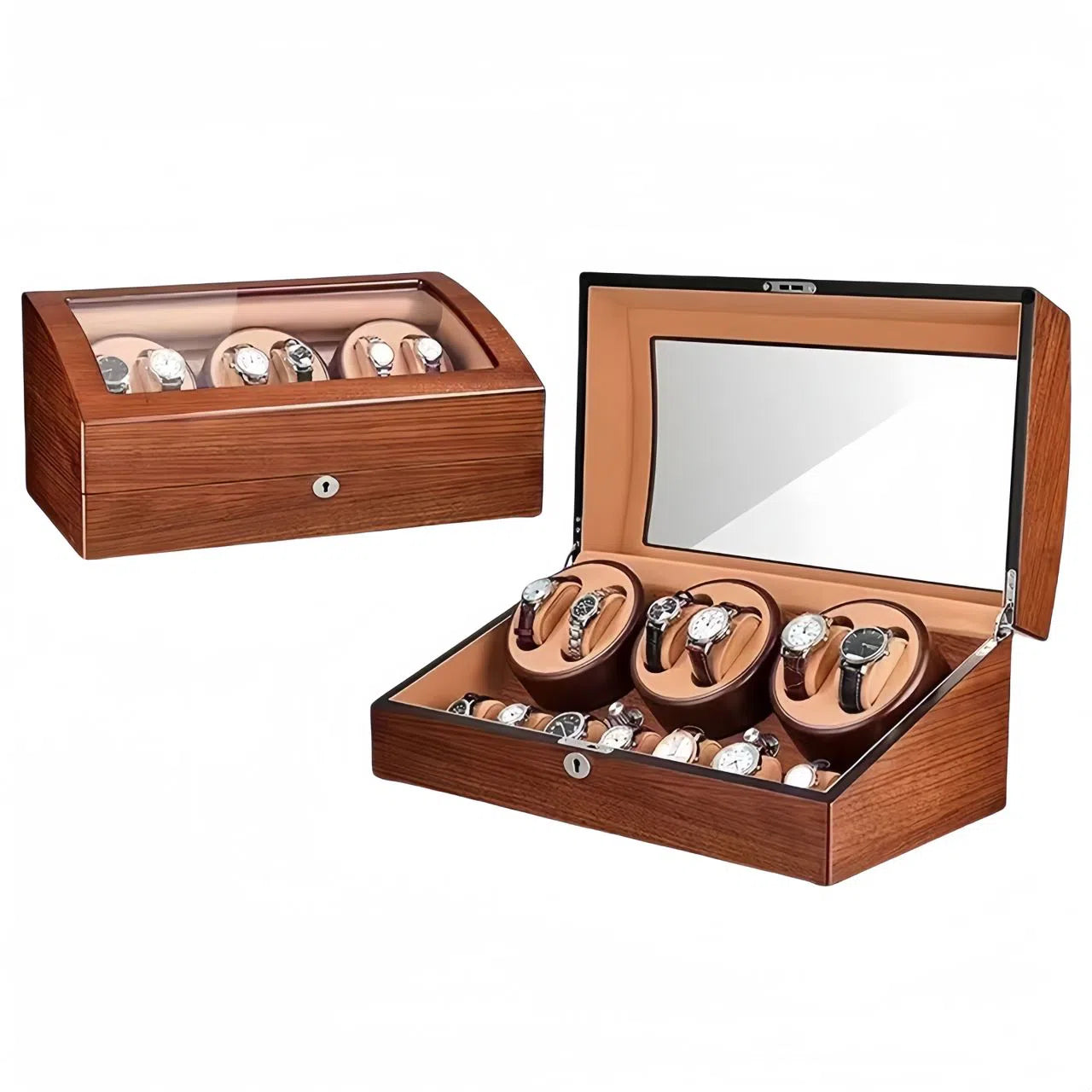 Remontoir 6 Montres + 7 rangements Frêne brun