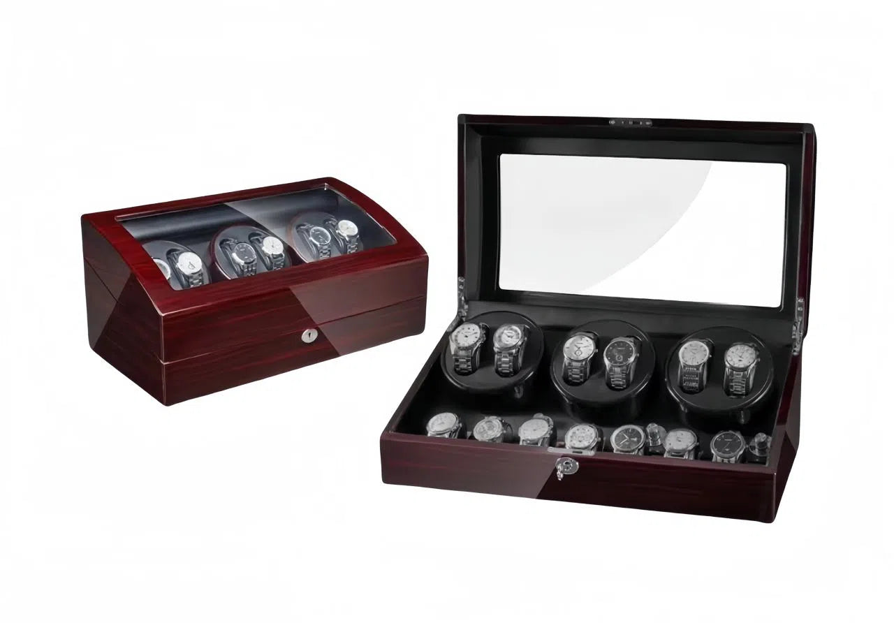 Remontoir 6 Montres + 7 rangements bordeaux