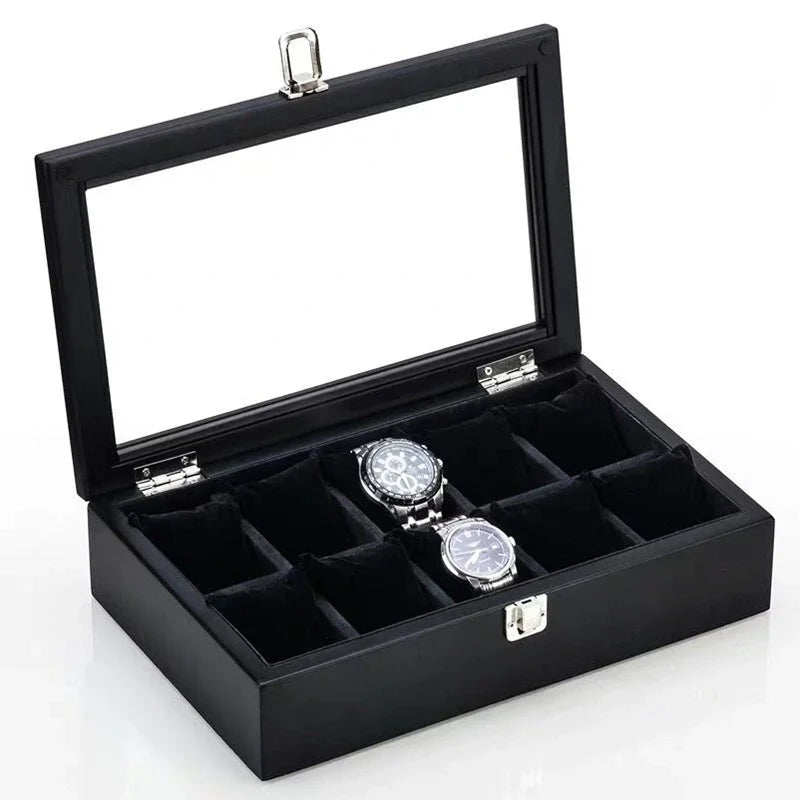 Boite à montre - Noir corbeau de Luxe Spacieuse 1