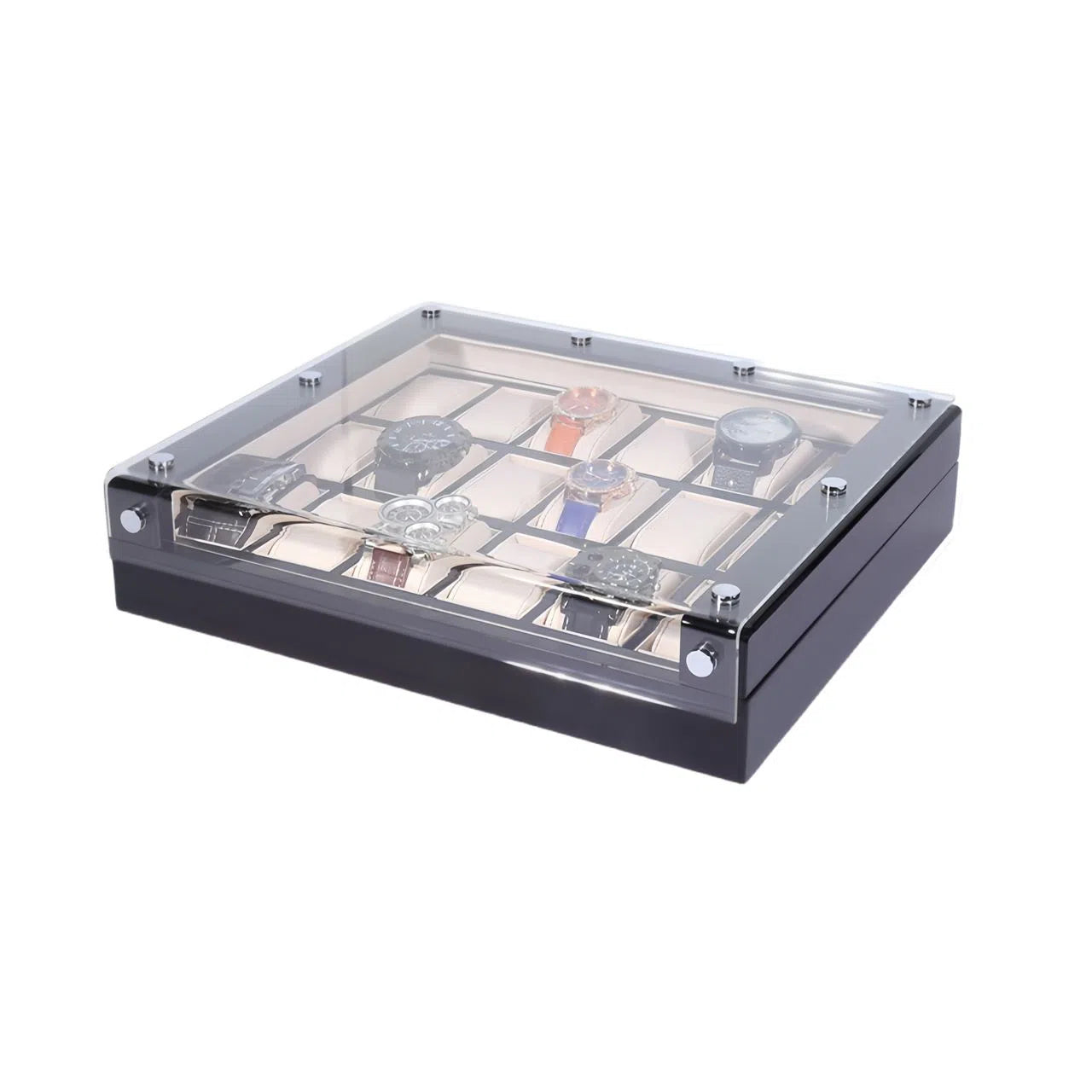 Boite à montre damier avec couvercle transparent Grandiose 1
