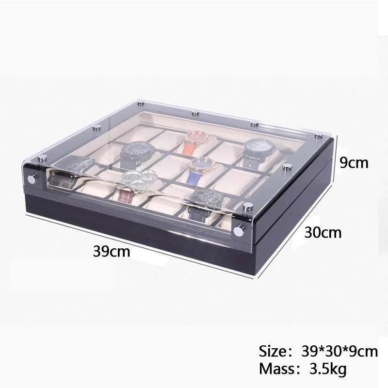 Boite à montre damier avec couvercle transparent Grandiose 2