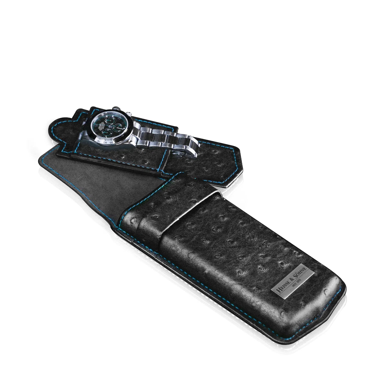 Boite a Montre Etui Mondo Ostrich 1 Montre Noir Bleu 3