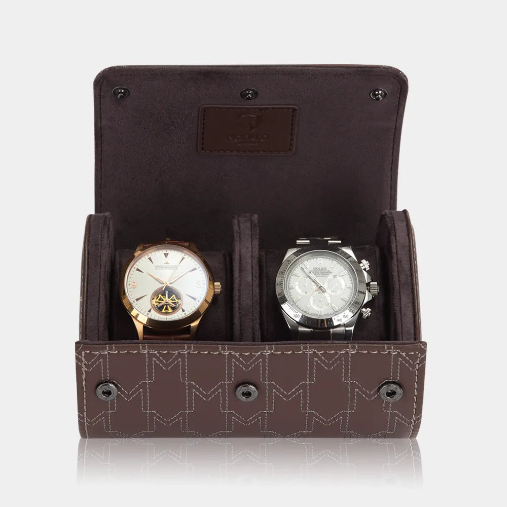 Boite a Montre OPTIMUS 2 Montres Marron Blanc 3