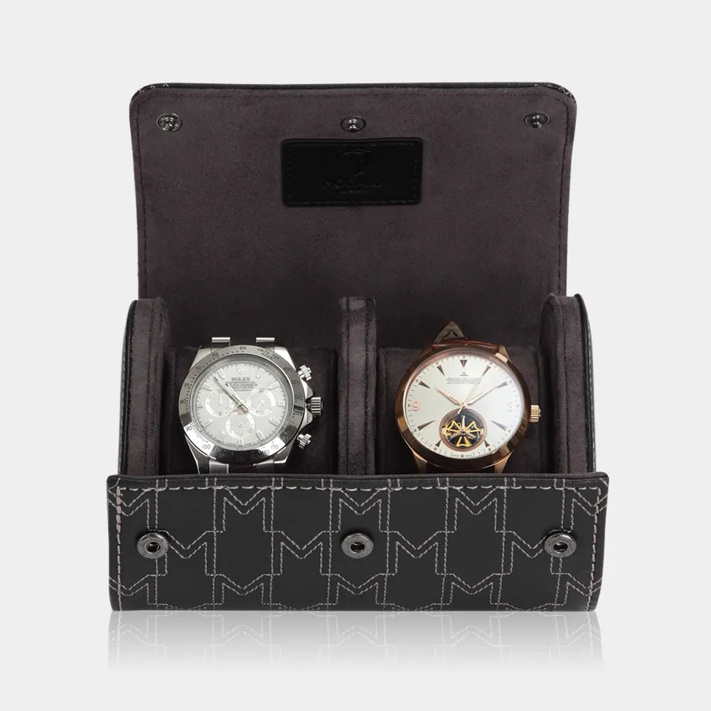 Boite a Montre OPTIMUS 2 Montres Noir Blanc 3
