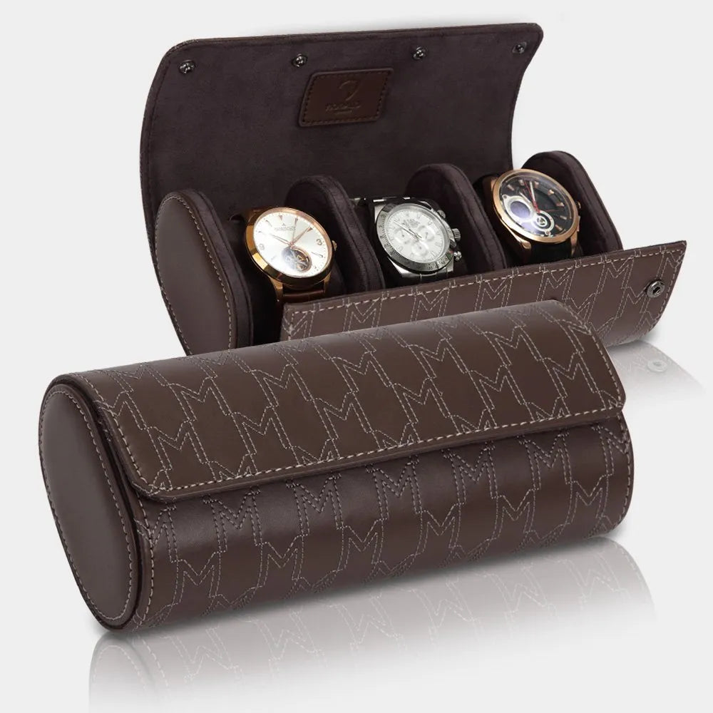 Boite a Montre OPTIMUS 3 Montres Marron Blanc