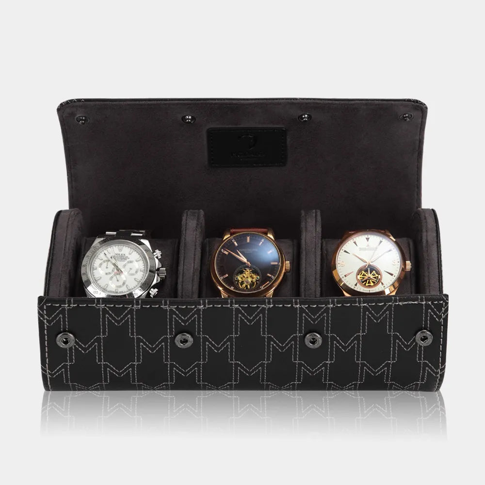 Boite a Montre OPTIMUS 3 Montres Noir Blanc 3
