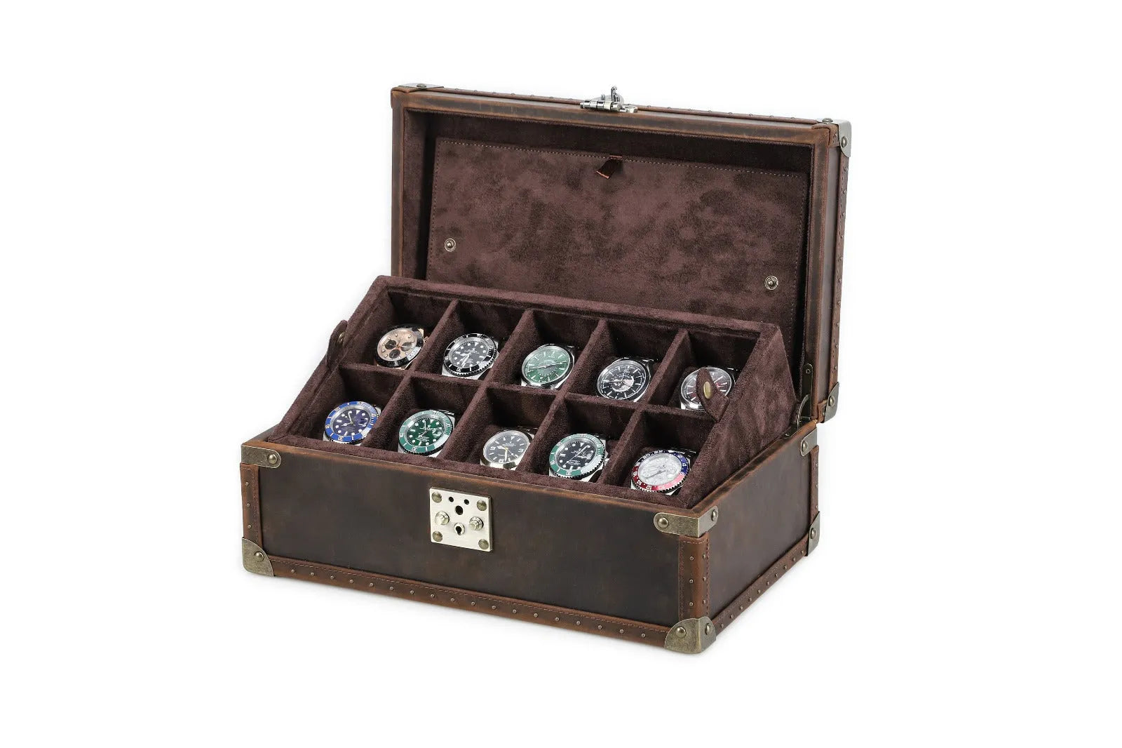 Boite à montre - Coffre Trésor Pirate Decade-1-Cuir,Cuir véritable,Plus de 8 montres