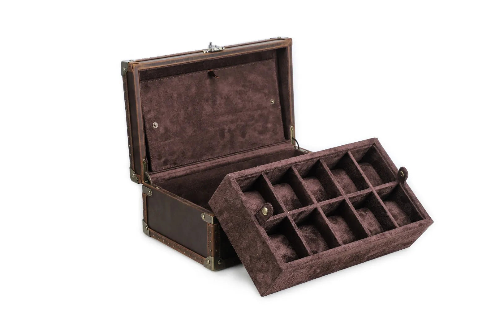 Boite à montre - Coffre Trésor Pirate Decade-2-Cuir,Cuir véritable,Plus de 8 montres