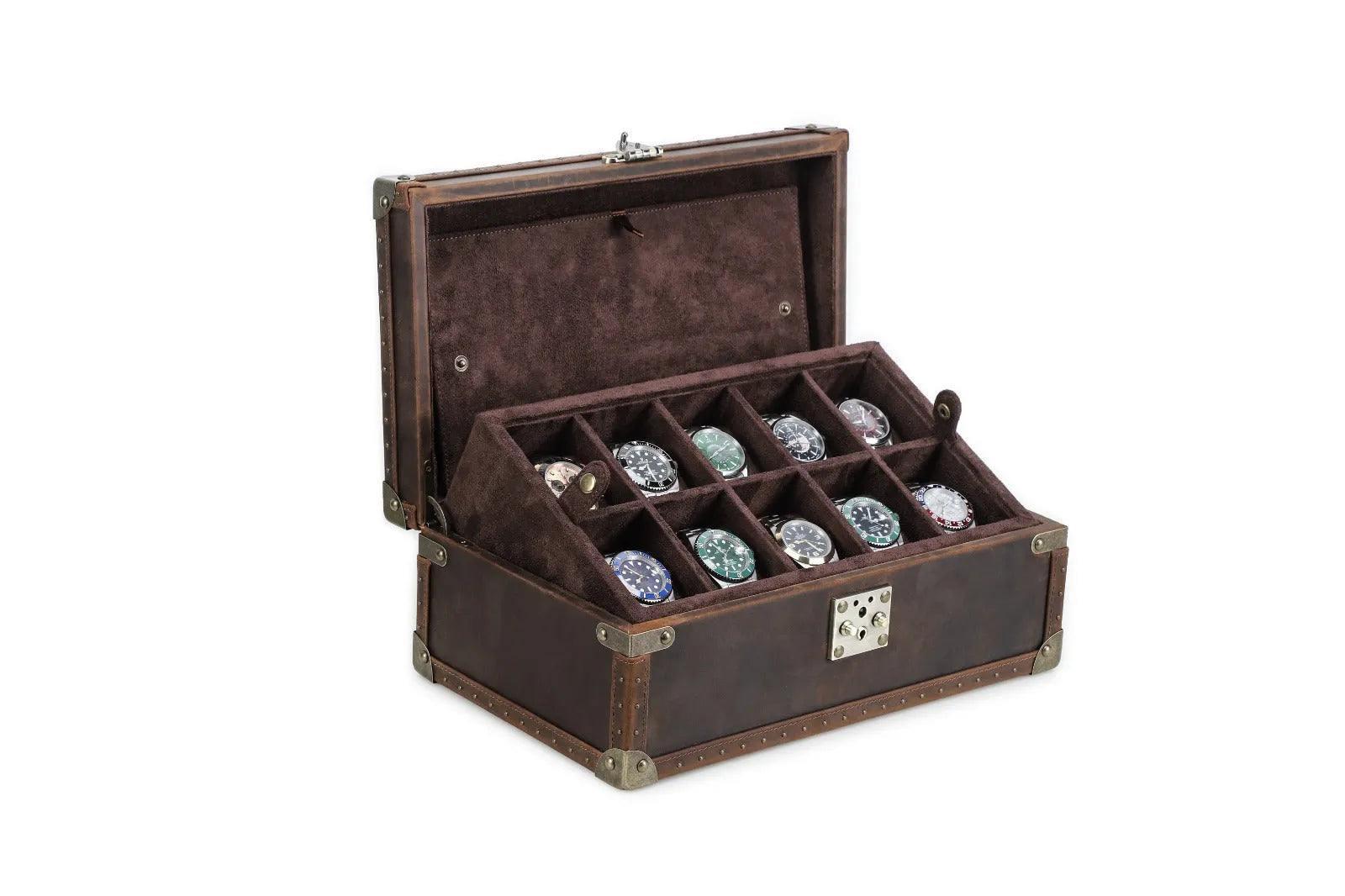 Boite à montre - Coffre Trésor Pirate Decade-4-Cuir,Cuir véritable,Plus de 8 montres