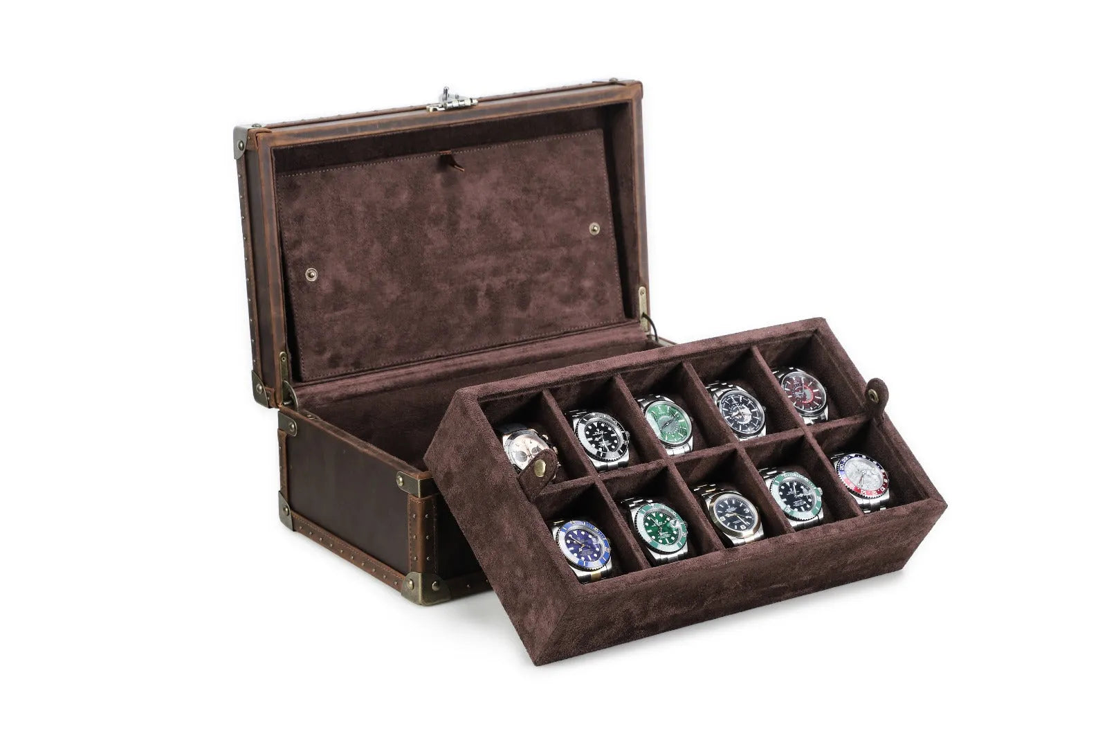 Boite à montre - Coffre Trésor Pirate Decade-5-Cuir,Cuir véritable,Plus de 8 montres