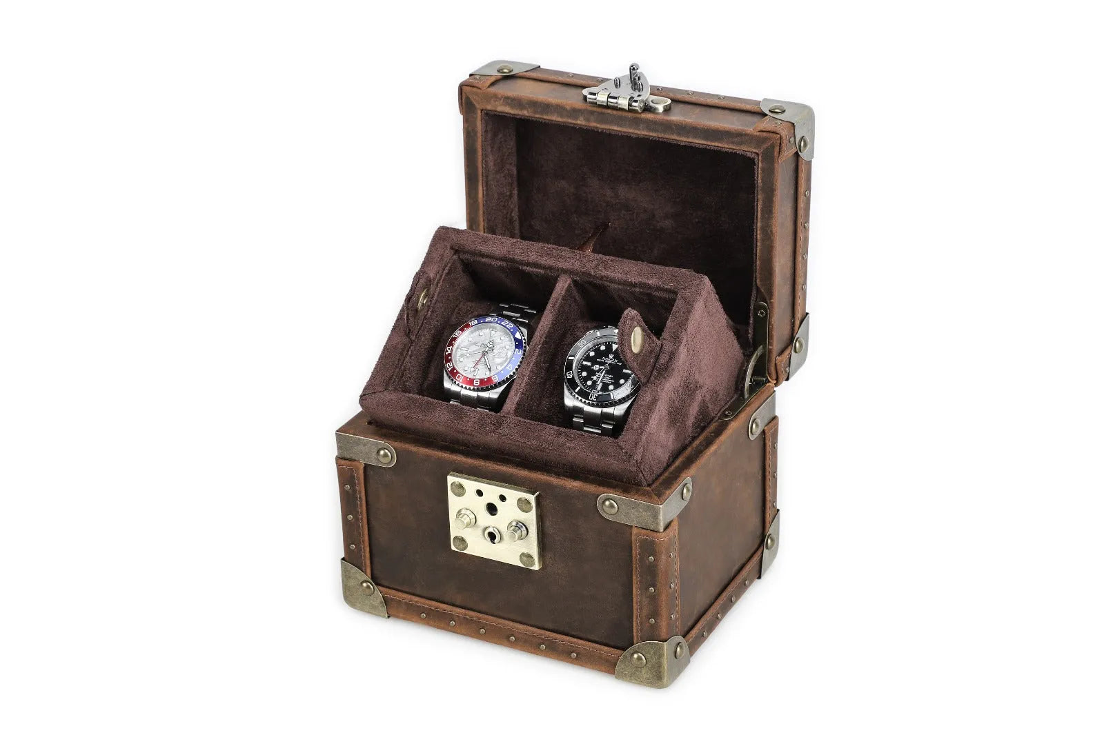 Boite à montre - Coffre Trésor Pirate Duo-1-1 à 3 montres,Cuir,Cuir véritable