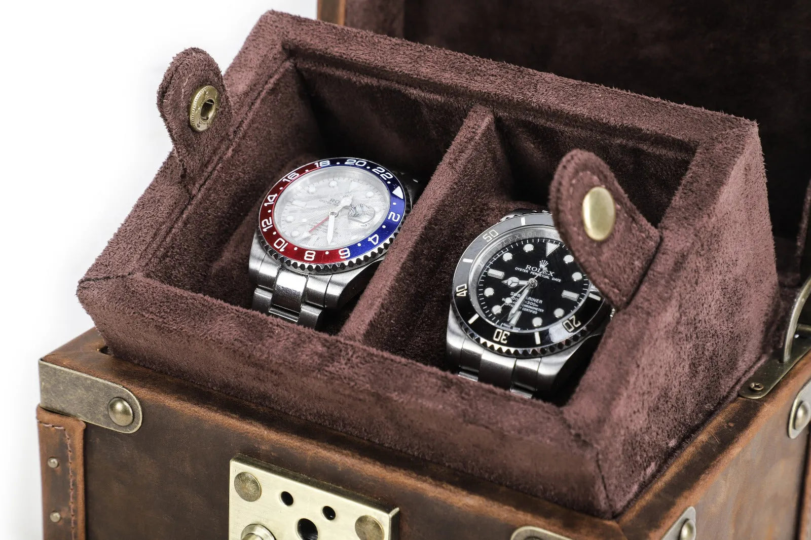Boite à montre - Coffre Trésor Pirate Duo-2-1 à 3 montres,Cuir,Cuir véritable