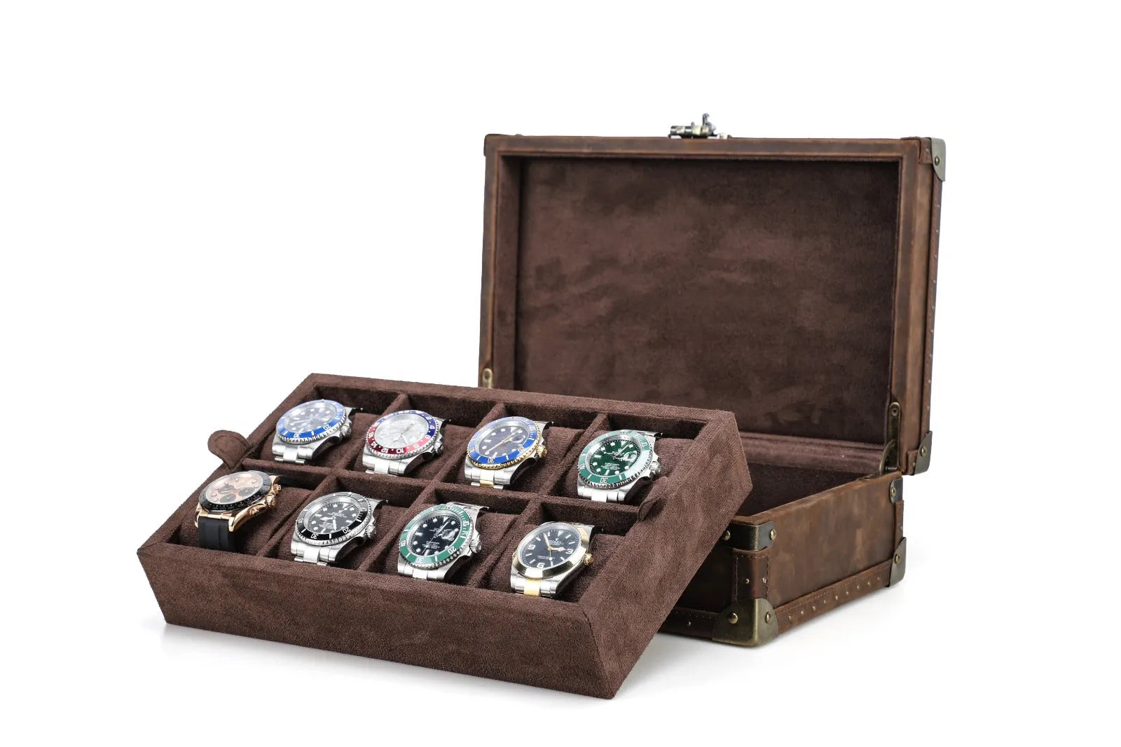 Boite à montre - Coffre Trésor Pirate Octette-6-4 à 8 montres,Cuir,Cuir véritable