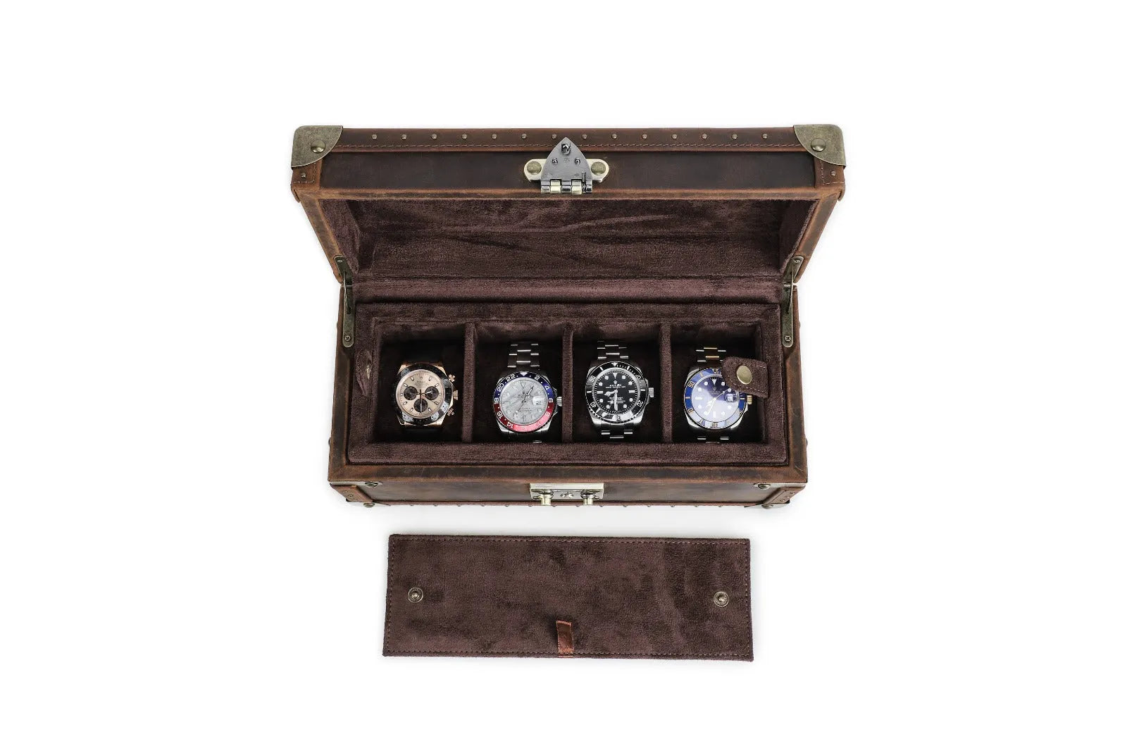 Boite à montre - Coffre Trésor Pirate Quatuor-1-4 à 8 montres,Cuir,Cuir véritable