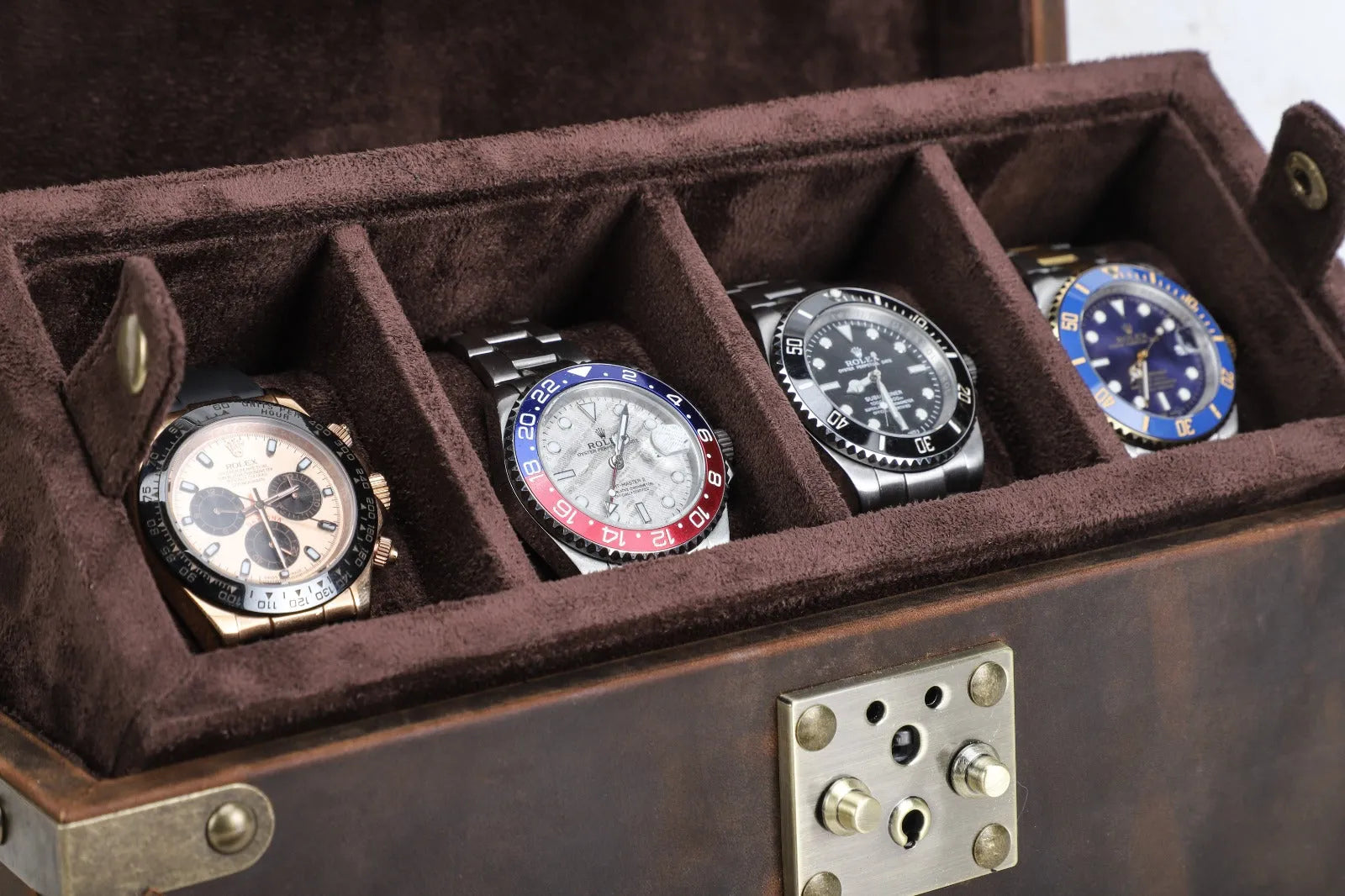 Boite à montre - Coffre Trésor Pirate Quatuor-4-4 à 8 montres,Cuir,Cuir véritable