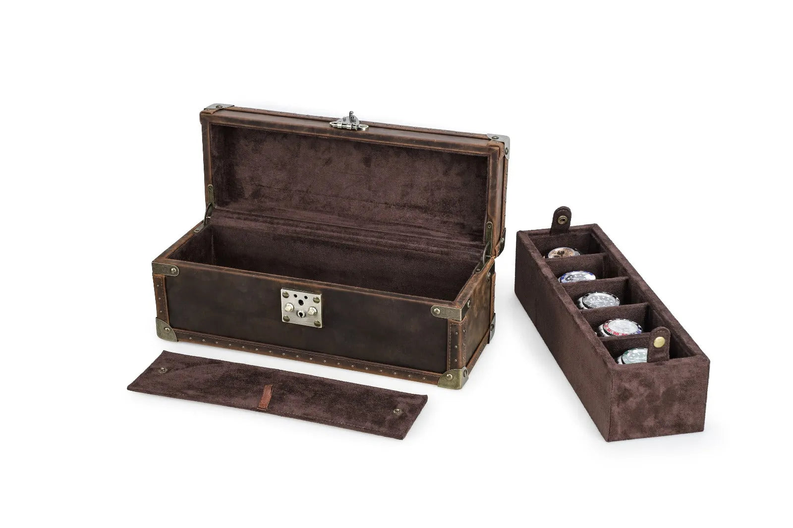 Boite à montre - Coffre Trésor Pirate Quintuor-2-4 à 8 montres,Cuir,Cuir véritable