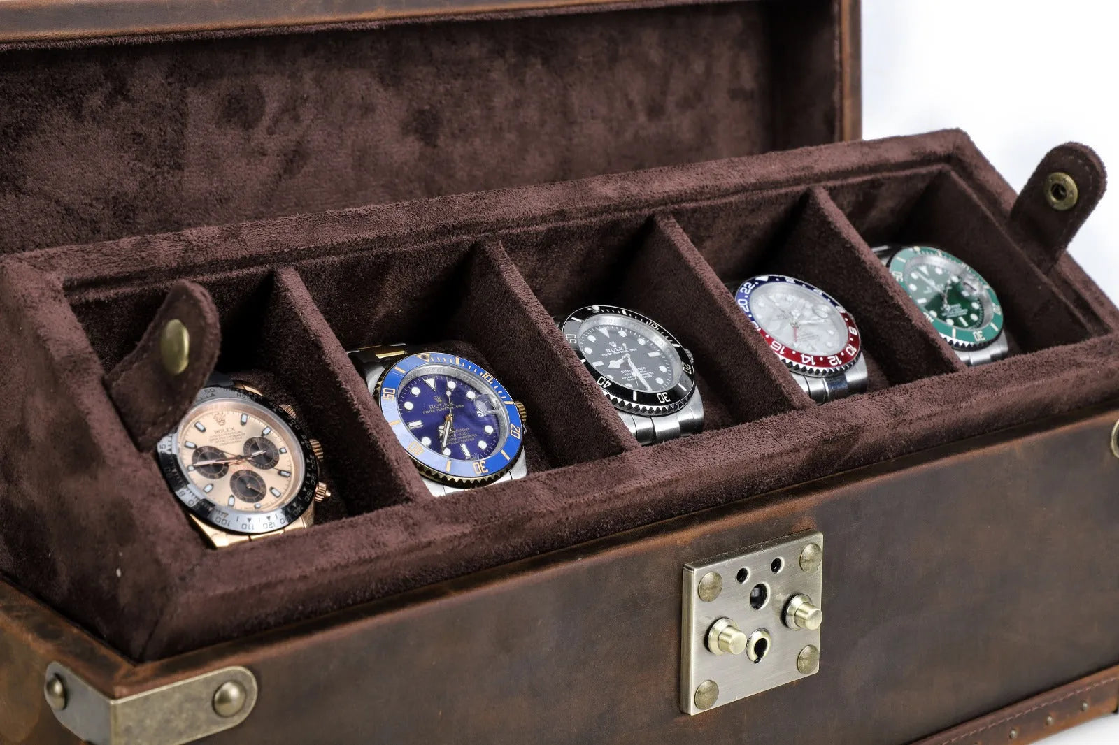 Boite à montre - Coffre Trésor Pirate Quintuor-5-4 à 8 montres,Cuir,Cuir véritable
