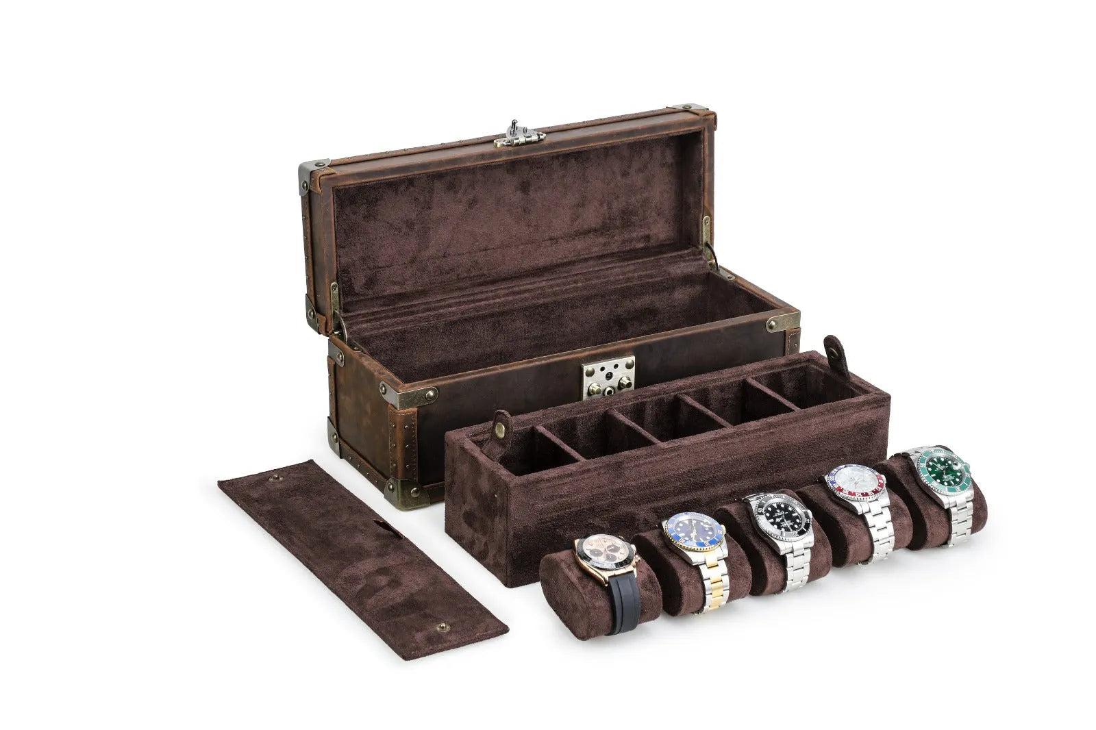 Boite à montre - Coffre Trésor Pirate Quintuor-6-4 à 8 montres,Cuir,Cuir véritable
