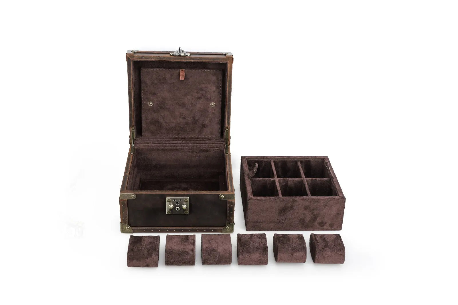 Boite à montre - Coffre Trésor Pirate Sextuor-3-4 à 8 montres,Cuir,Cuir véritable