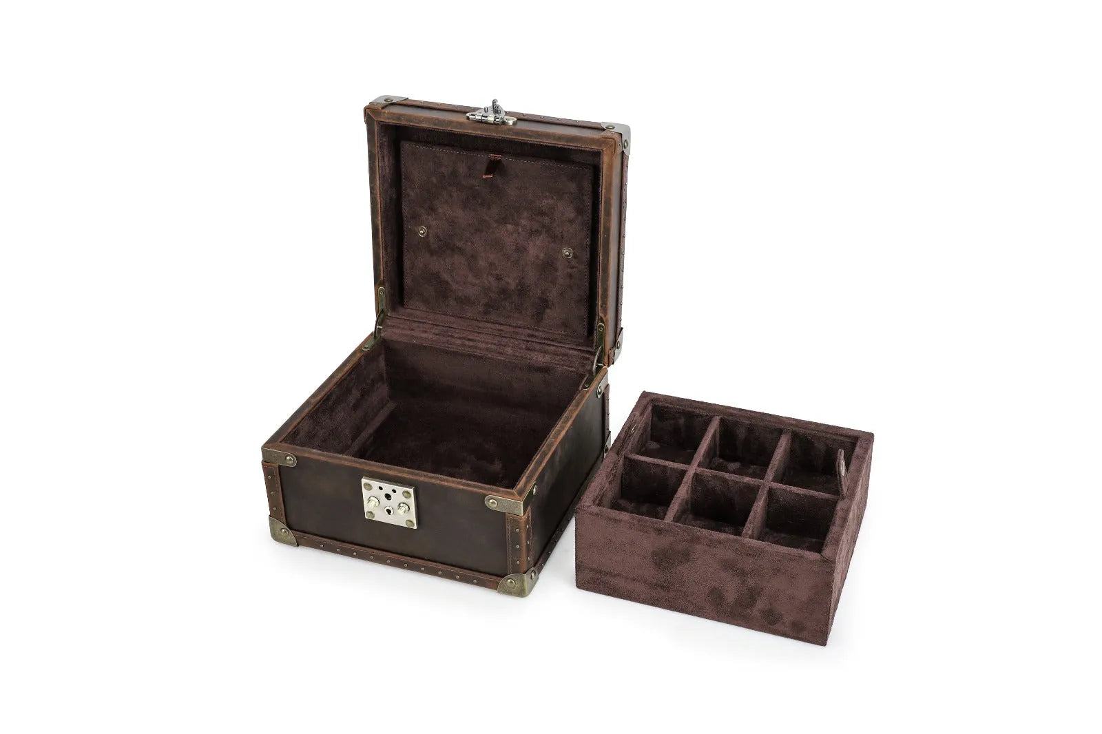 Boite à montre - Coffre Trésor Pirate Sextuor-5-4 à 8 montres,Cuir,Cuir véritable