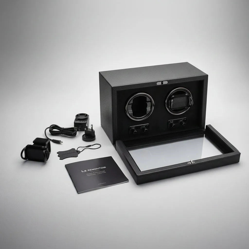 Remontoir Cube Divan · 2 montres · Noir Onyx
