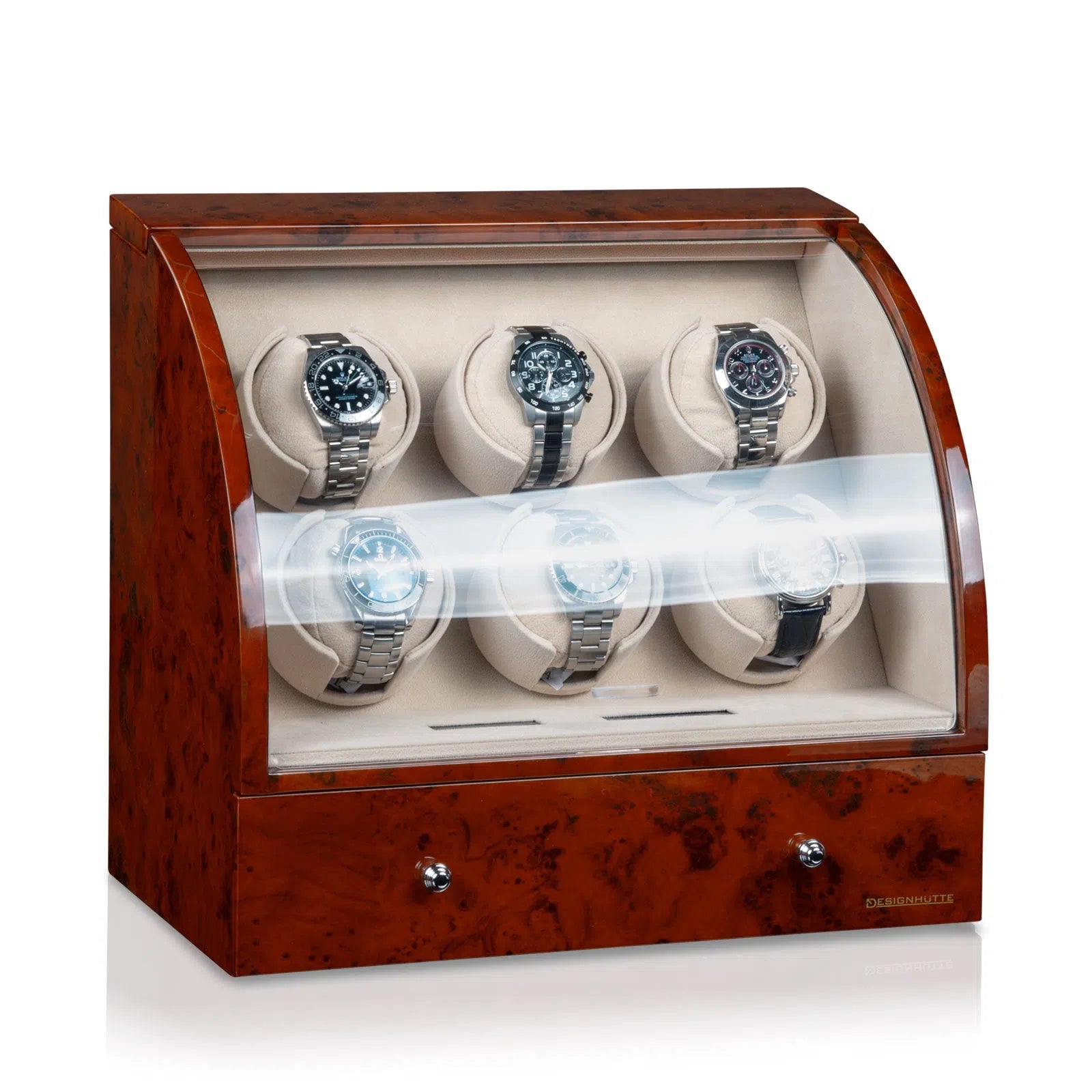 Remontoir Montre Basel 6 LCD Bois de Loupe