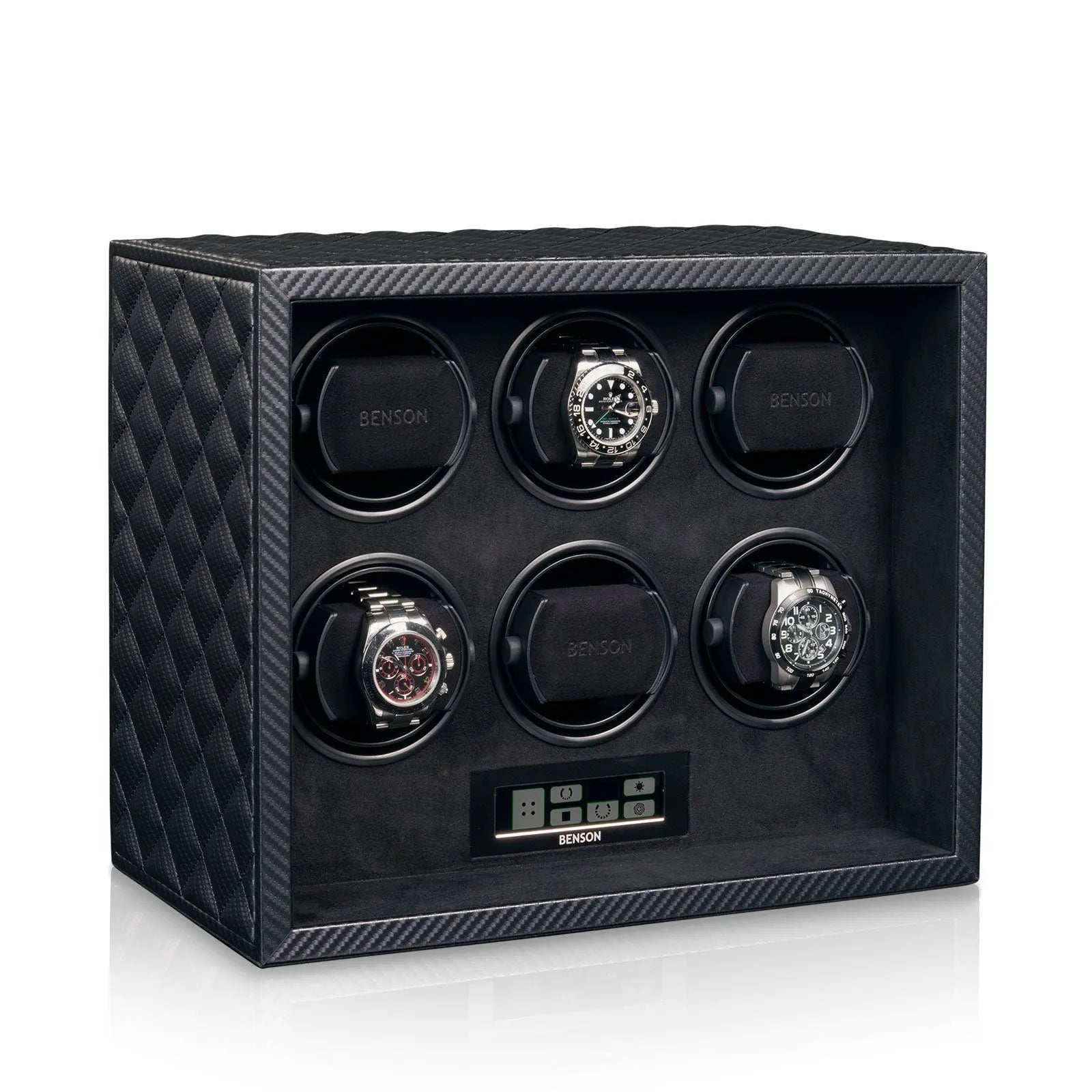Remontoir Montre - Black Serie 6 Carbone-1-4 à 8 montres,Benson,Bois,bois MDF,Cuir