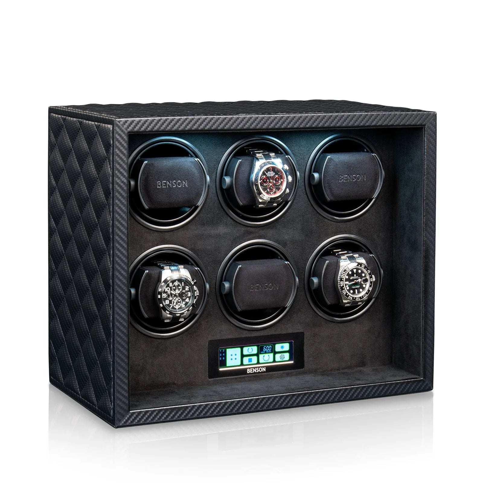 Remontoir Montre - Black Serie 6 Carbone-2-4 à 8 montres,Benson,Bois,bois MDF,Cuir