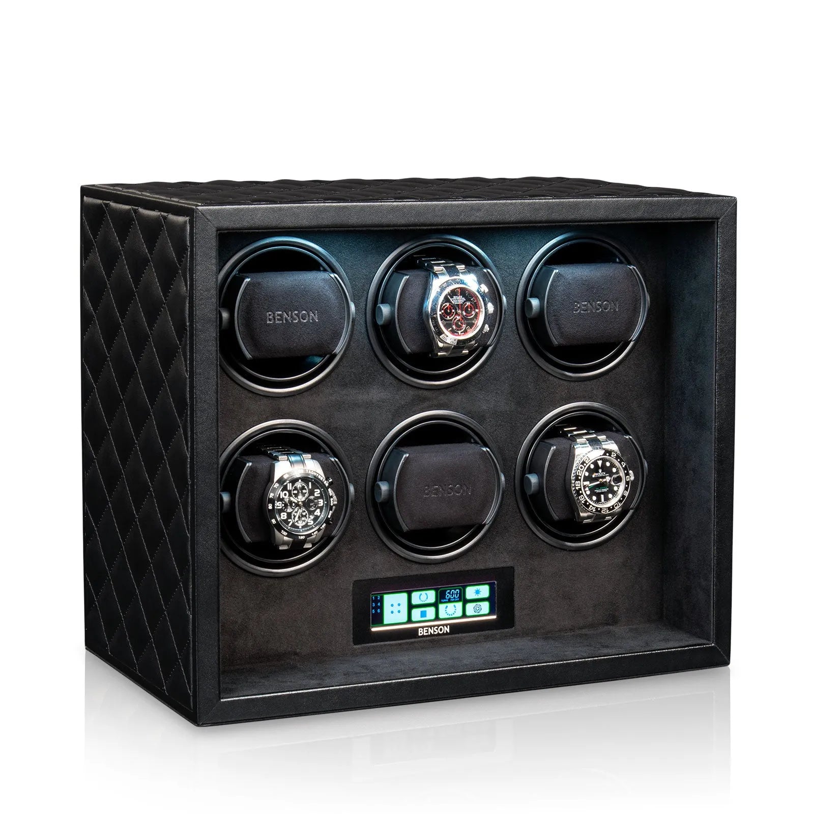 Remontoir Montre - Black Serie 6 Noir-2-4 à 8 montres,Benson,Bois,bois MDF,Cuir