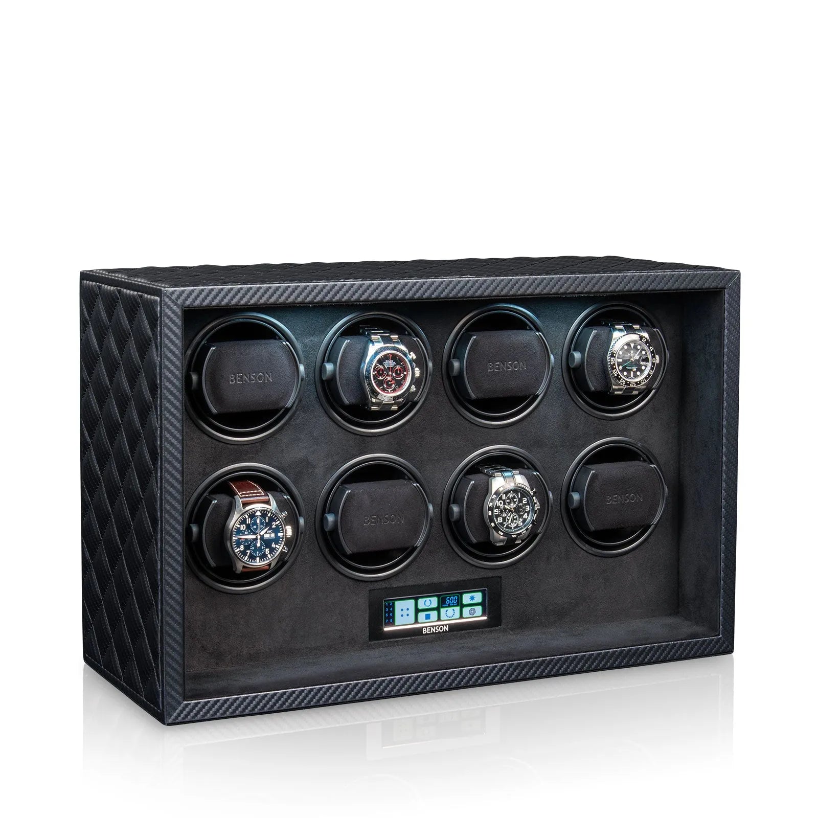 Remontoir Montre - Black Serie 8 Carbone-1-4 à 8 montres,Benson,Bois,bois MDF,Cuir