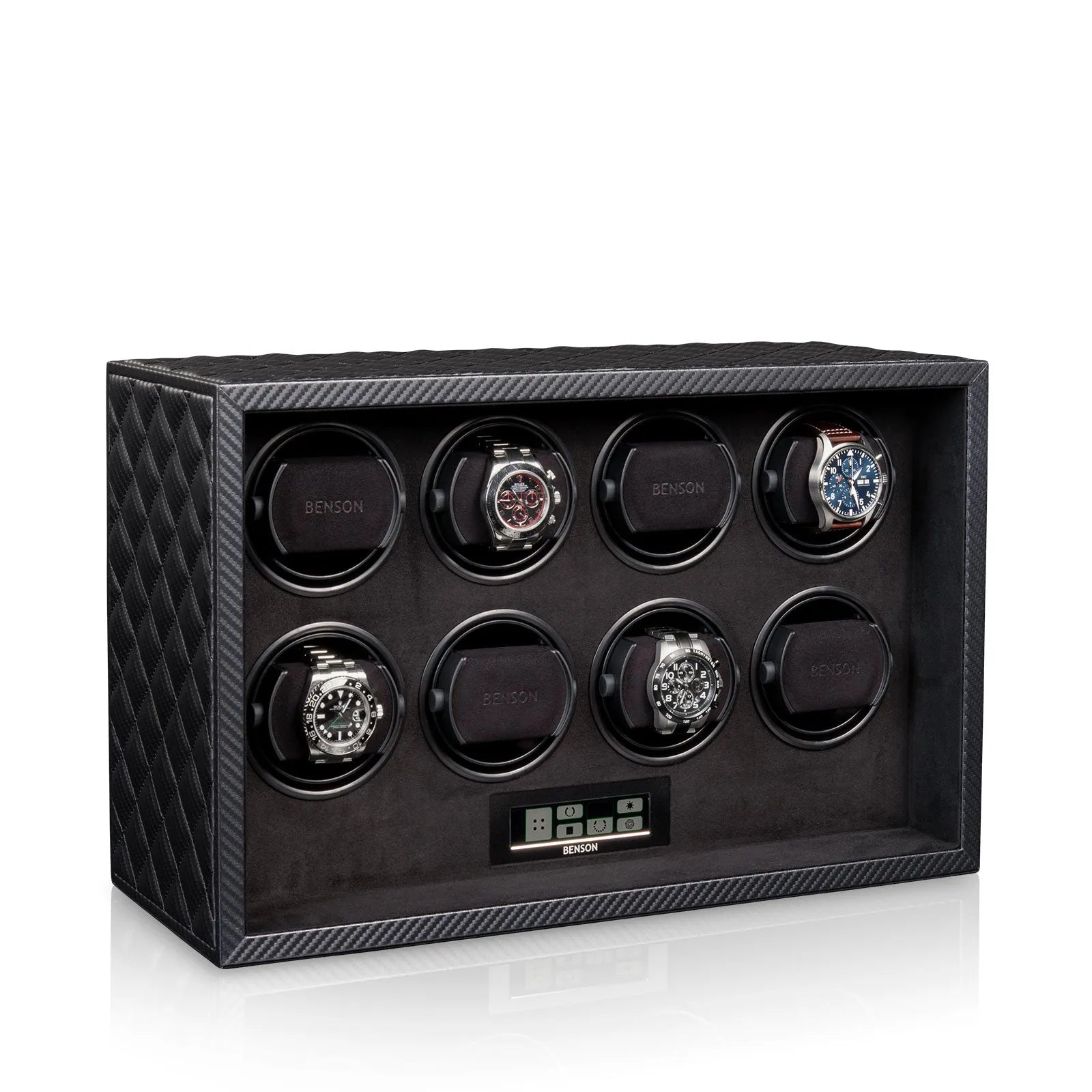 Remontoir Montre - Black Serie 8 Carbone-2-4 à 8 montres,Benson,Bois,bois MDF,Cuir