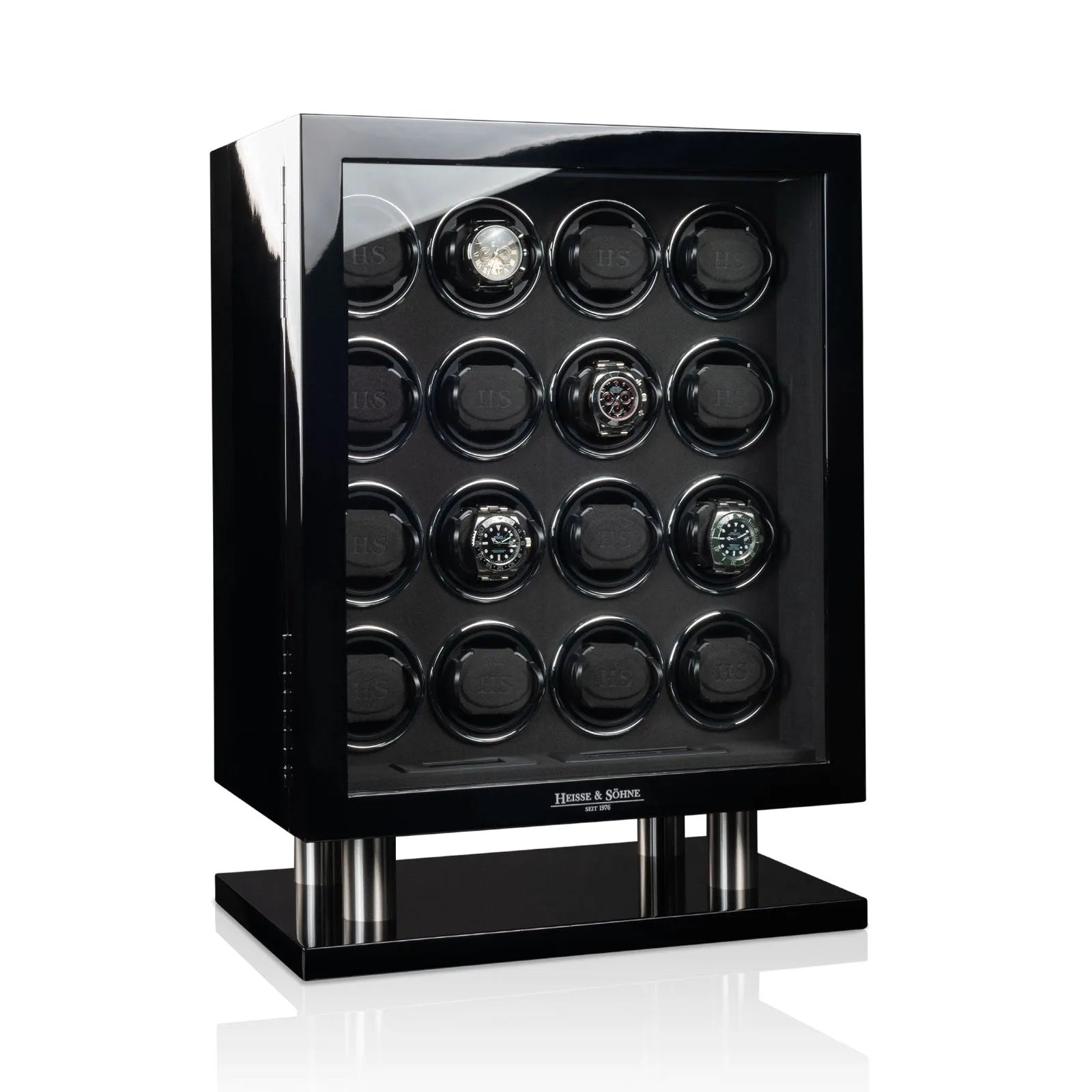Remontoir Montre - Collector 16 Noir-1-bois MDF,Heisse & Söhne,Plus de 8 montres