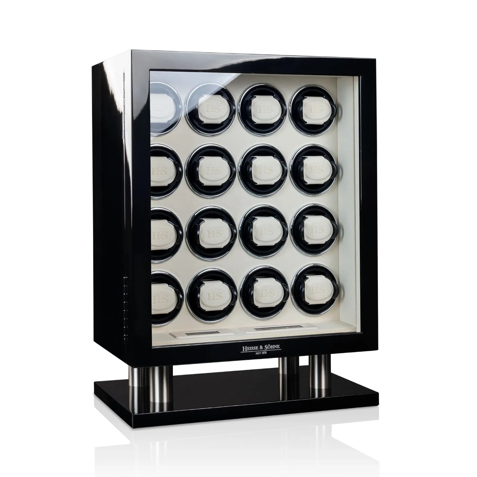 Remontoir Montre - Collector 16 Noir haute brillance-5-bois MDF,Heisse & Söhne,Plus de 8 montres