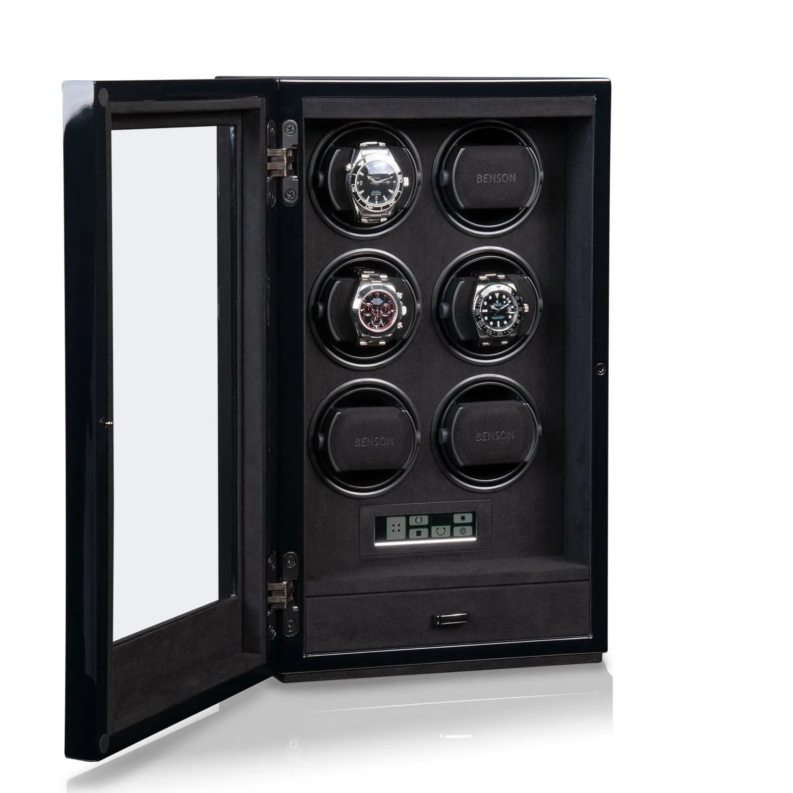 Remontoir Montre - Compact Smart Tech II Sextuple Noir-2-4 à 8 montres,Benson,Bois,bois MDF
