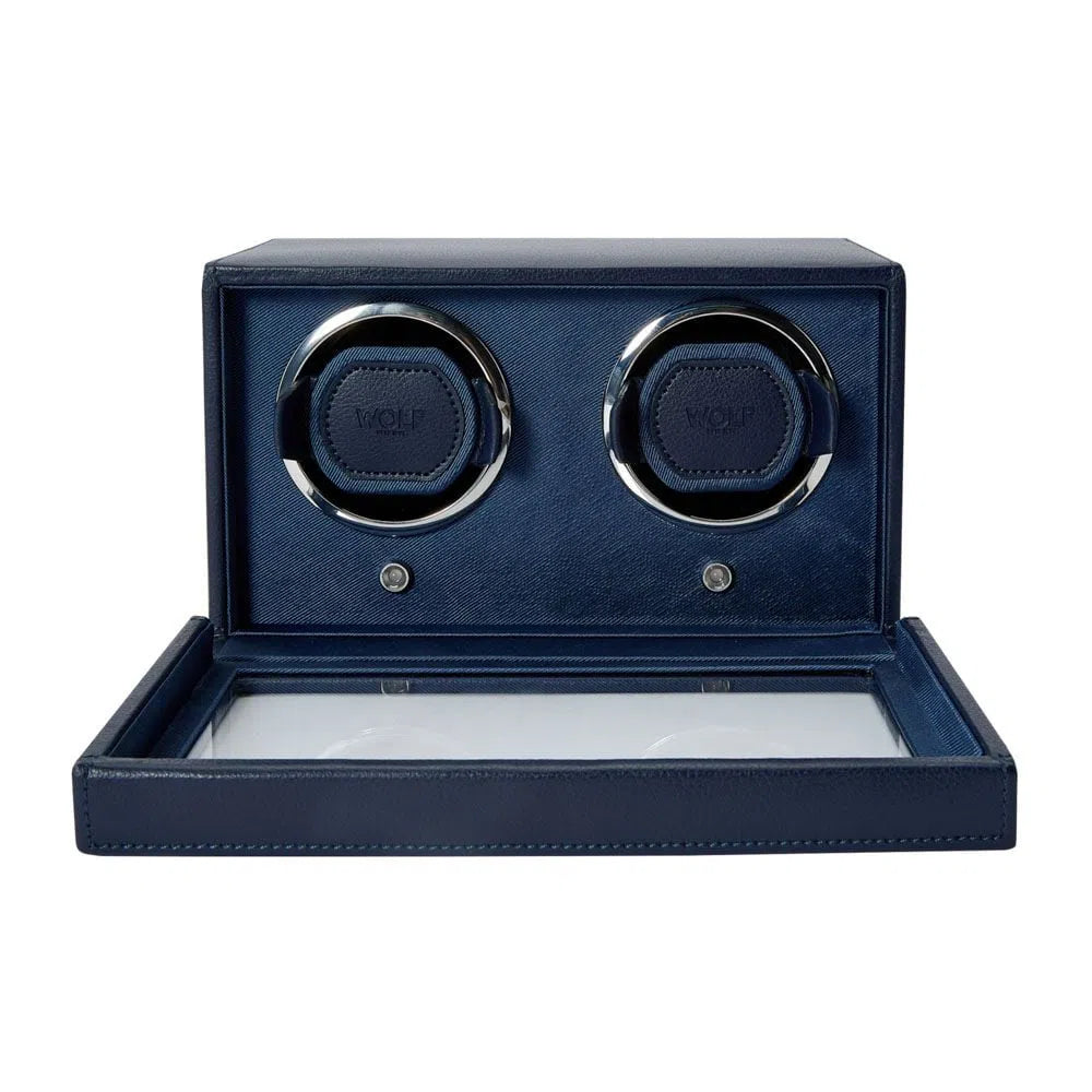 Remontoir Montre Cube 2 montres Bleu Marine avec couvercle 2