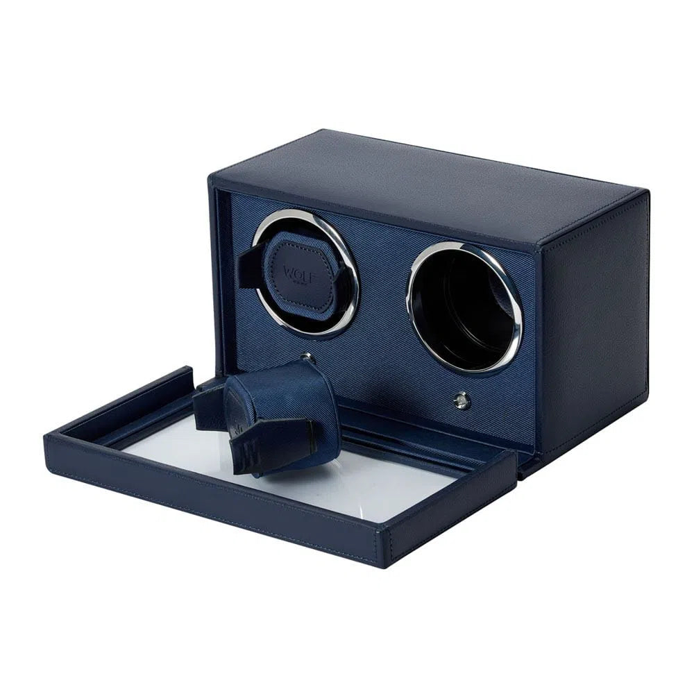 Remontoir Montre Cube 2 montres Bleu Marine avec couvercle 3