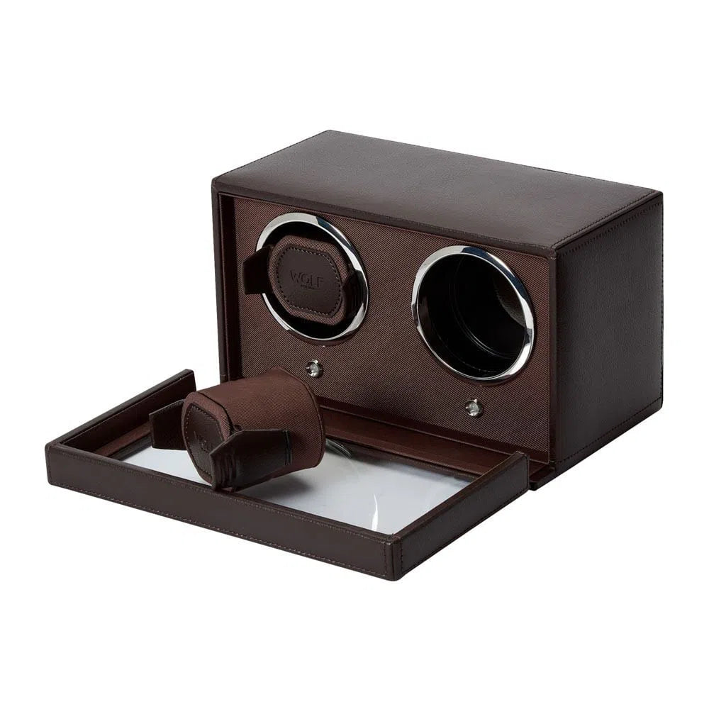 Remontoir Montre Cube 2 montres Marron avec couvercle 3
