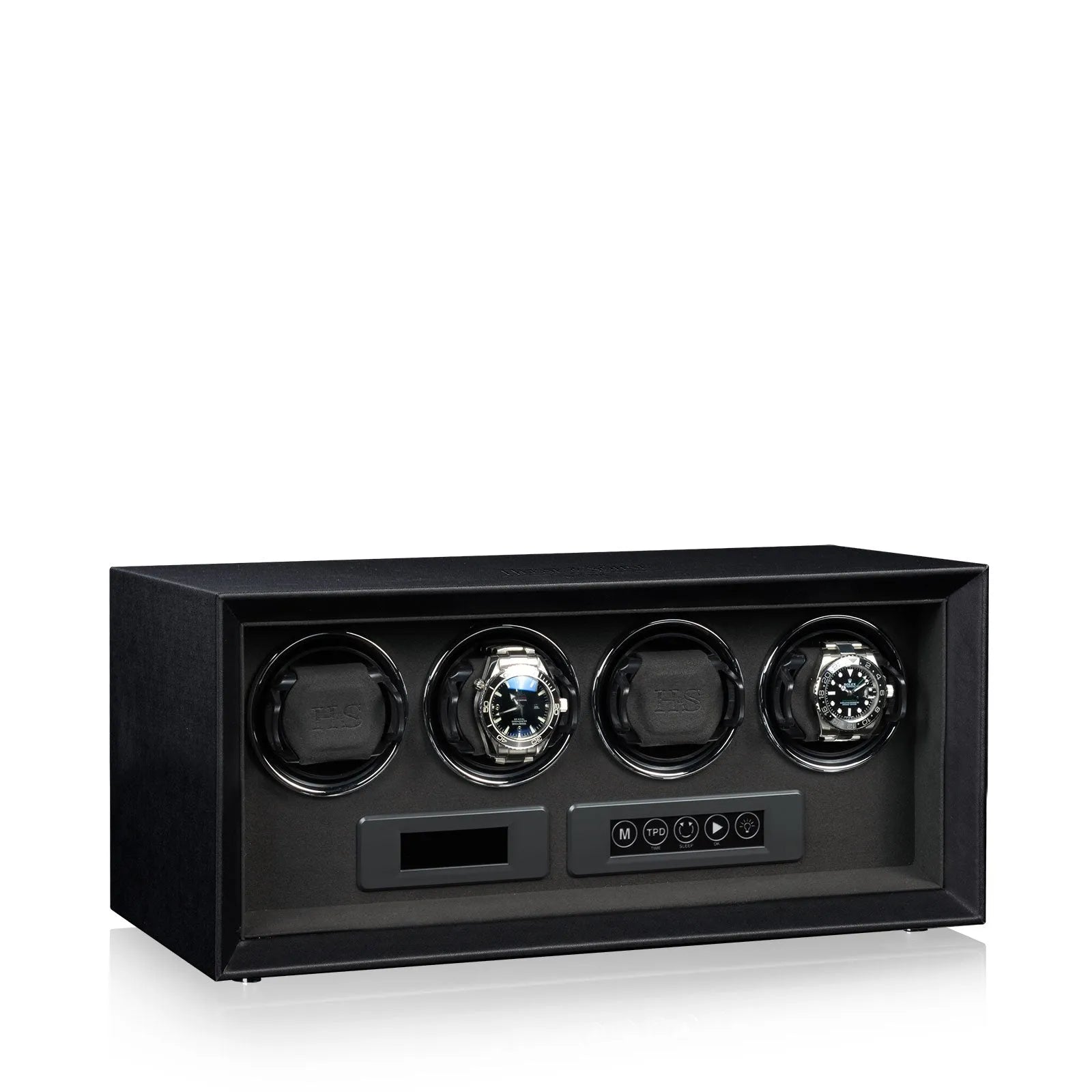 Remontoir Montre - Gardien 4 Noir-2-4 à 8 montres,bois MDF,Fibre de cuir,Heisse & Söhne