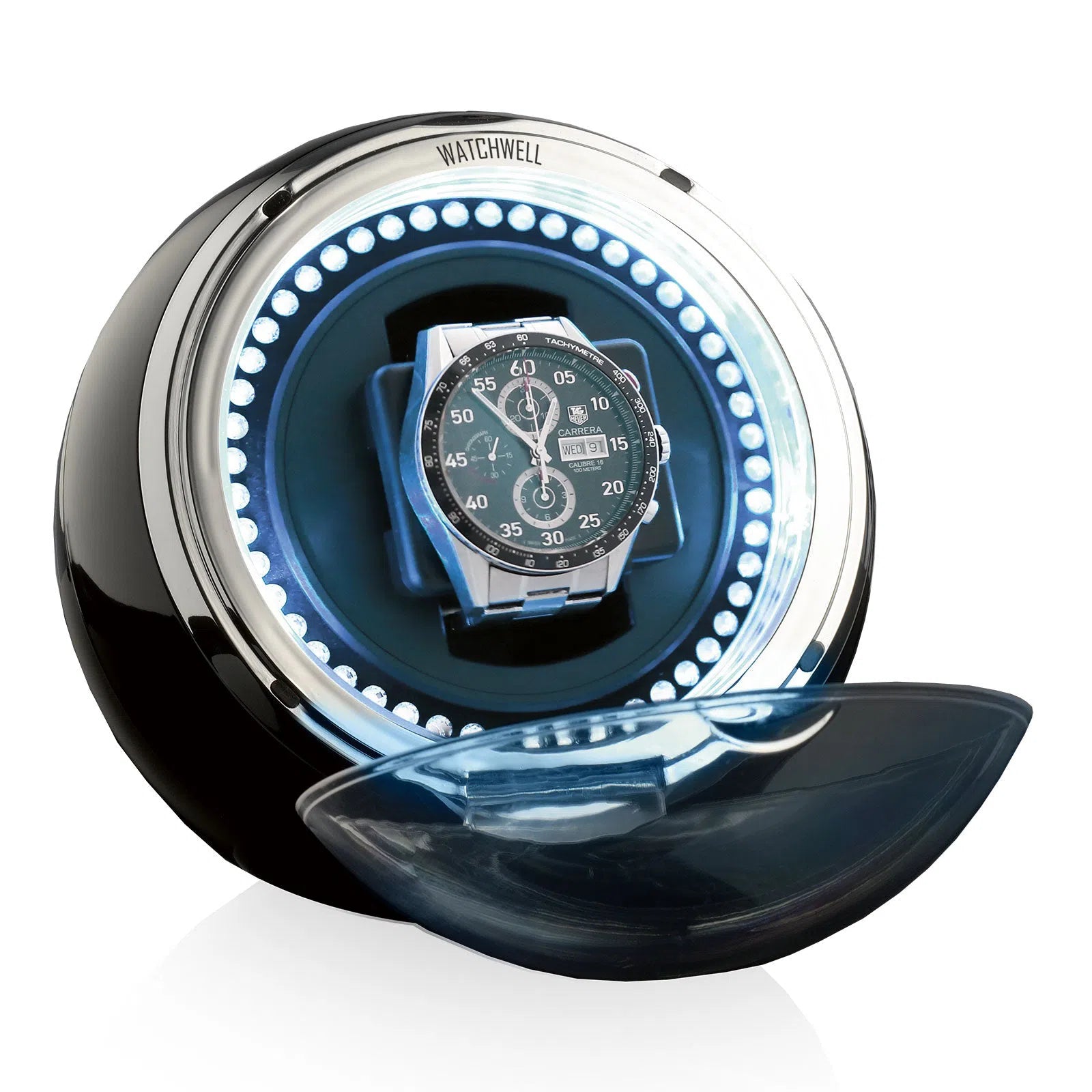 Remontoir Montre Globe Shine Led Noir Bleu 3