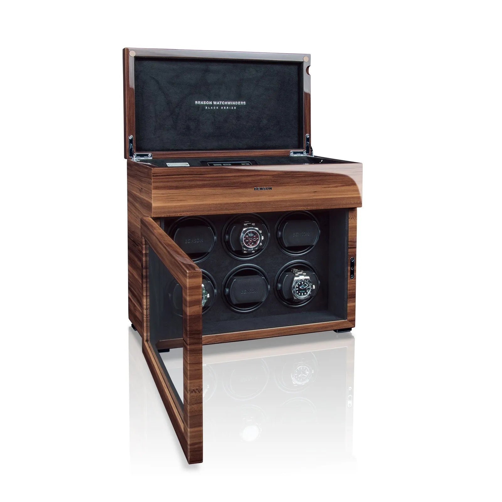 Remontoir Montre - Noyer Serie 6-2-4 à 8 montres,Benson,bois MDF