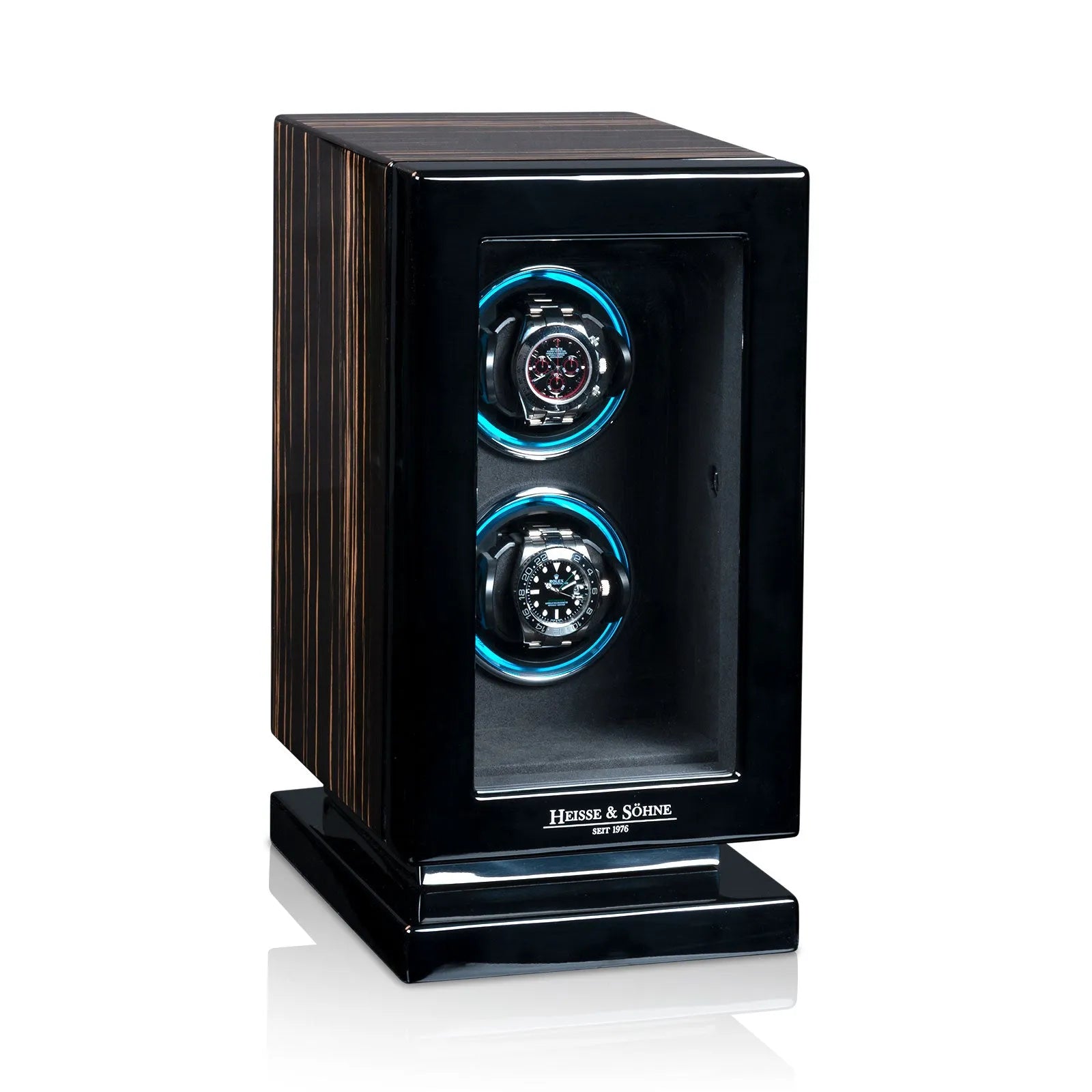 Remontoir Montre - Rome 2 Ebène haute brillance-1-1 à 3 montres,bois MDF,Heisse & Söhne