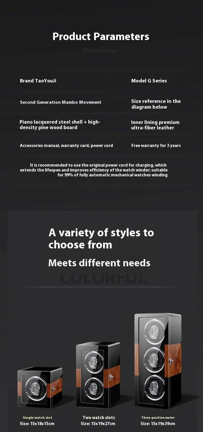 Remontoir Montre Vertical Piano 3 Slots