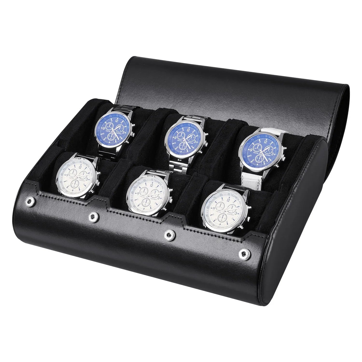 Étui montre luxueux noir-1-4 à 8 montres,Skai