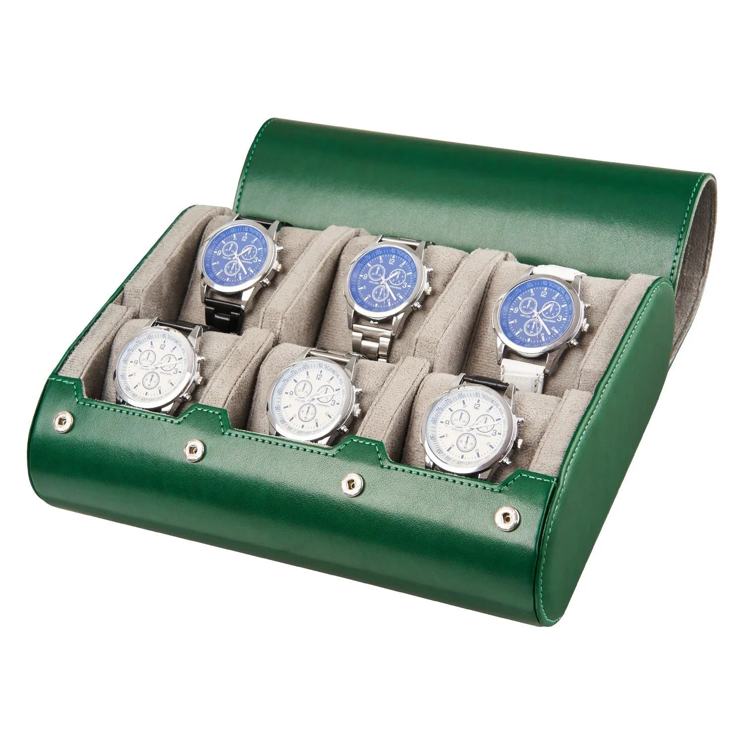 Étui montre luxueux vert-1-4 à 8 montres,Skai