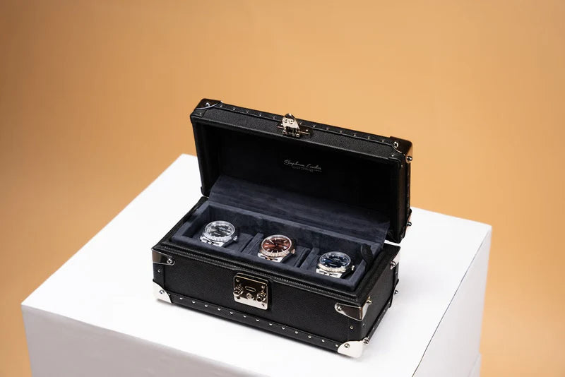 Boite à Montre Saffiano Black 3 Slots-1-Le Remontoir