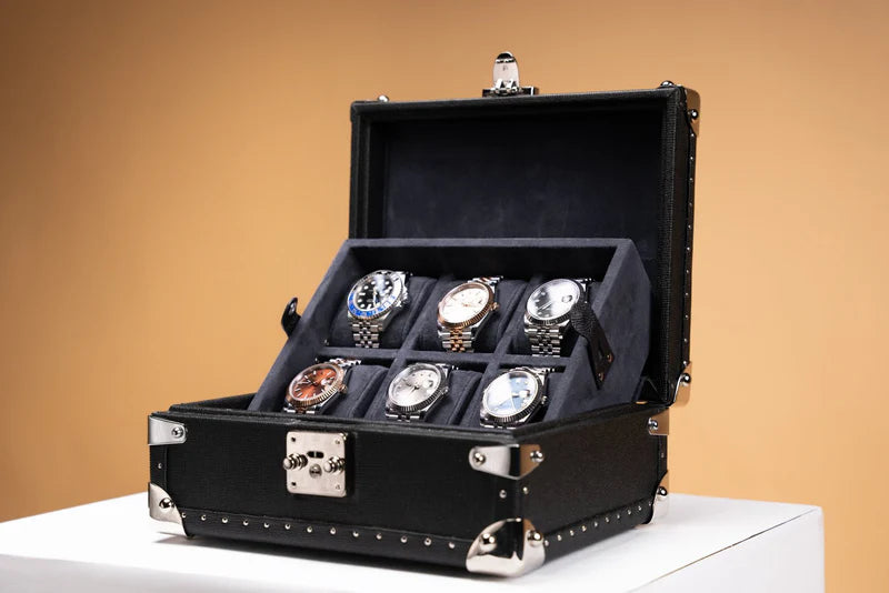 Boite à Montre Saffiano Black 6 Slots-4-Le Remontoir
