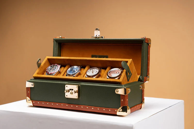 Boite à Montre Saffiano Olive Green 4 Slots-3-Le Remontoir