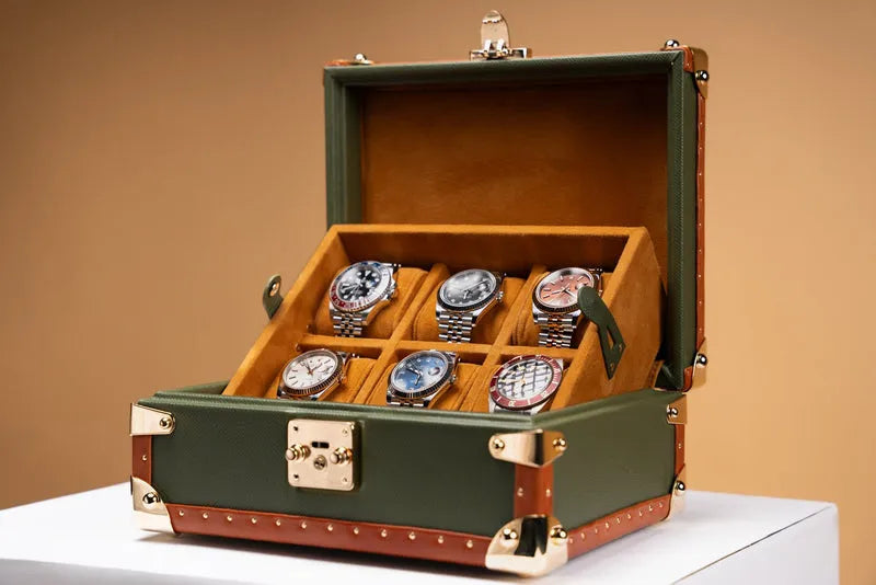 Boite à Montre Saffiano Olive Green 6 Slots-4-Le Remontoir