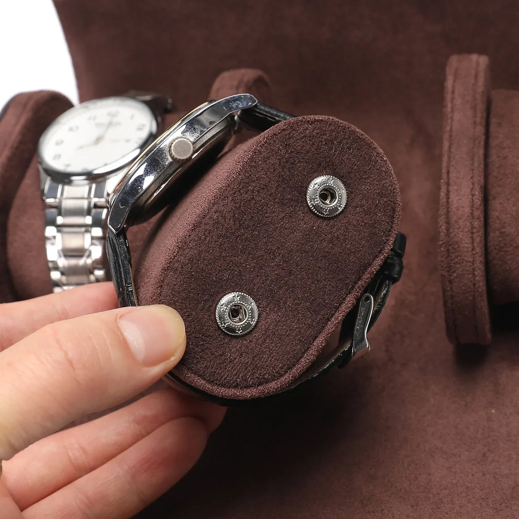 Étui montre - Marron foncé cuir mono 2