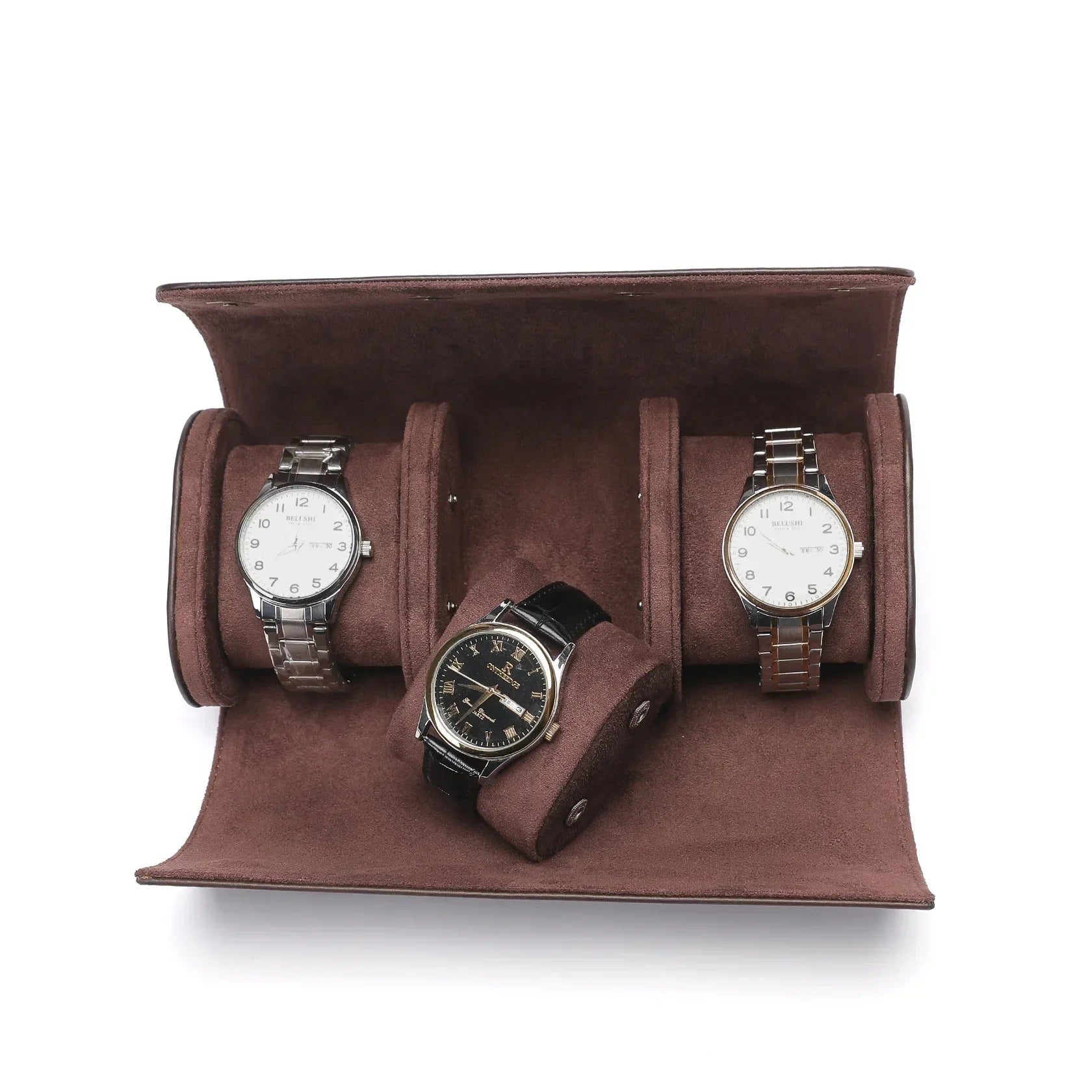 Étui montre - Marron foncé cuir trio 4